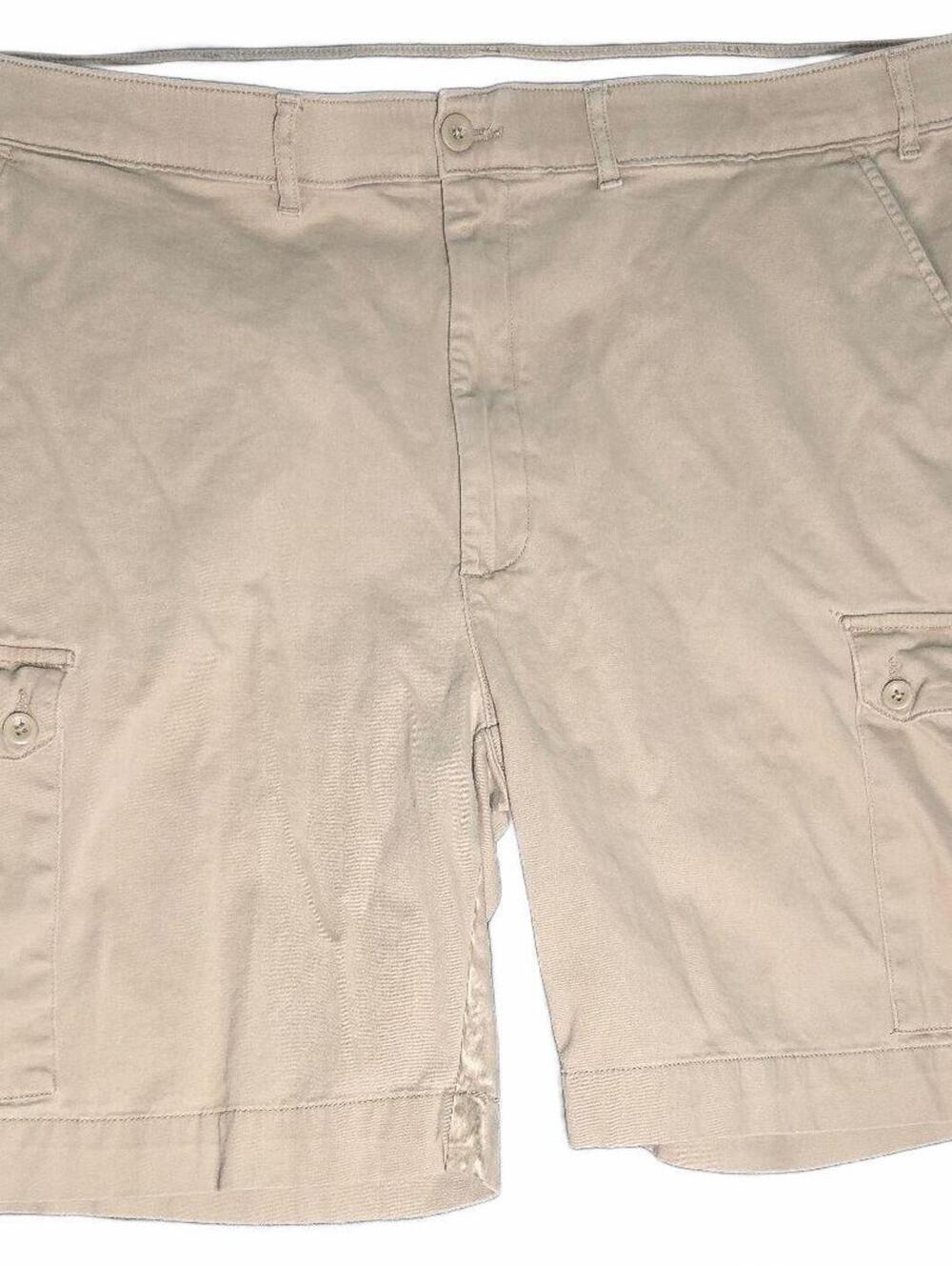 St. John's Bay Men's Big Size 48 Beige Cargo Shorts Cotton Spandex